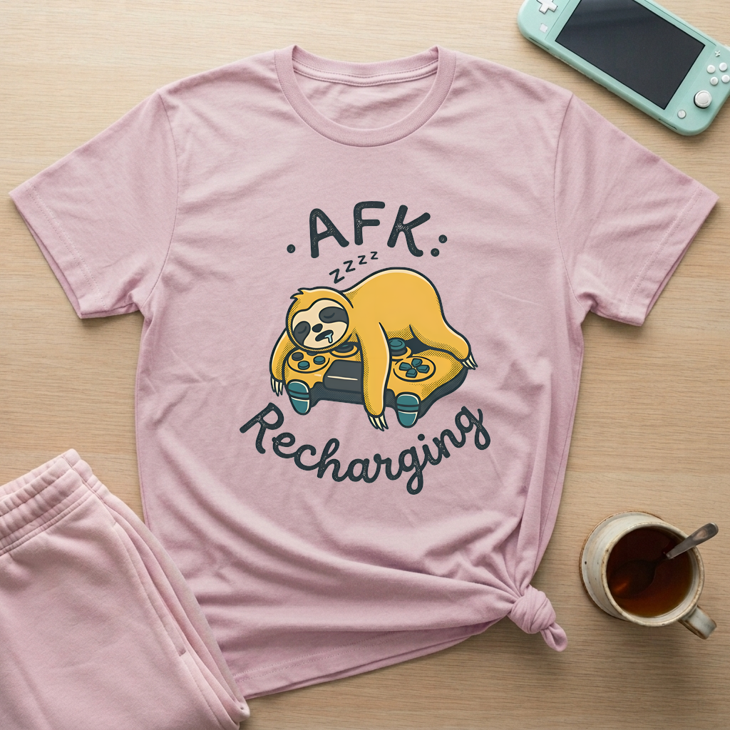 AFK Sloth Mode T-Shirt - AFK Sloth Mode_light_pink