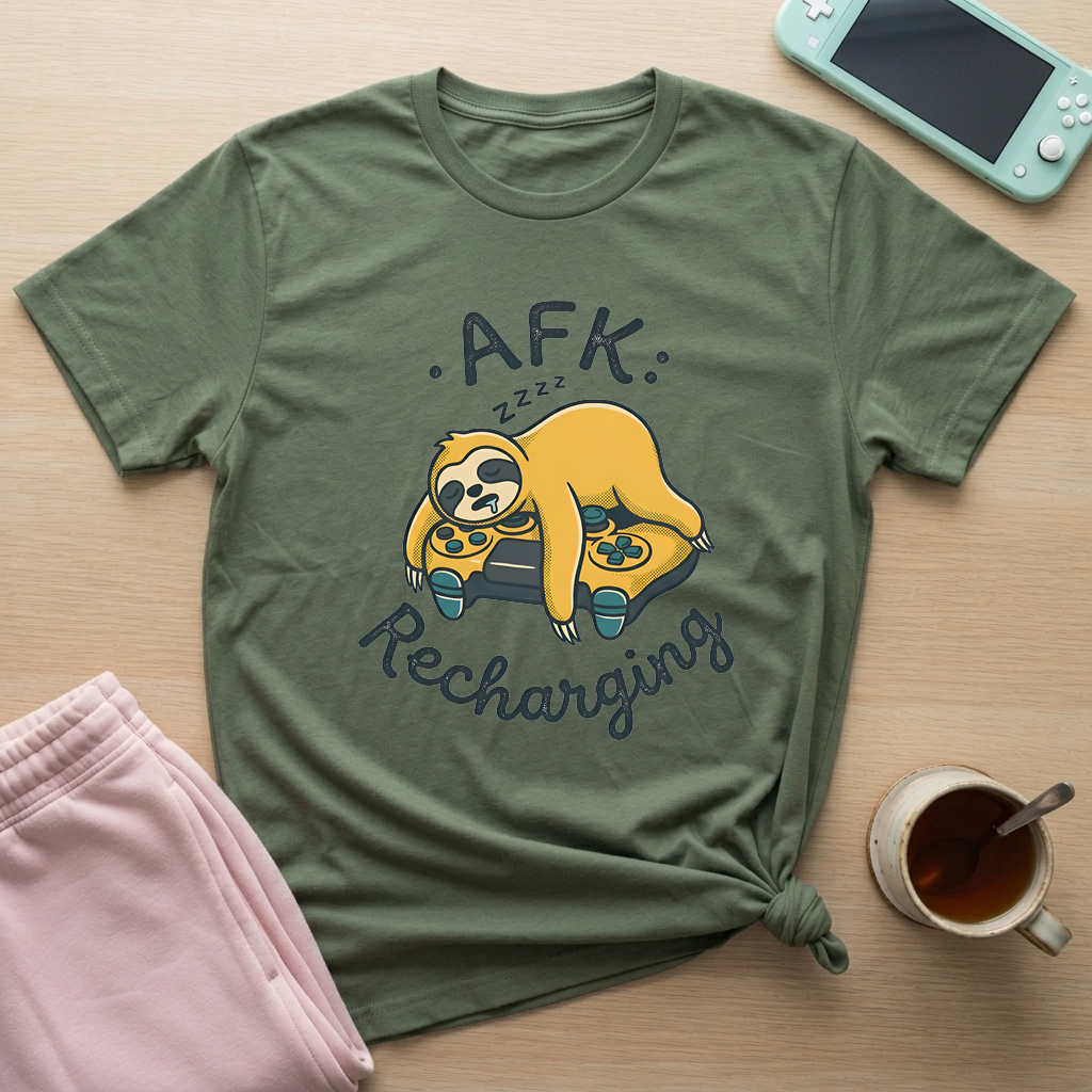 AFK Sloth Mode T-Shirt - AFK Sloth Mode_military_green