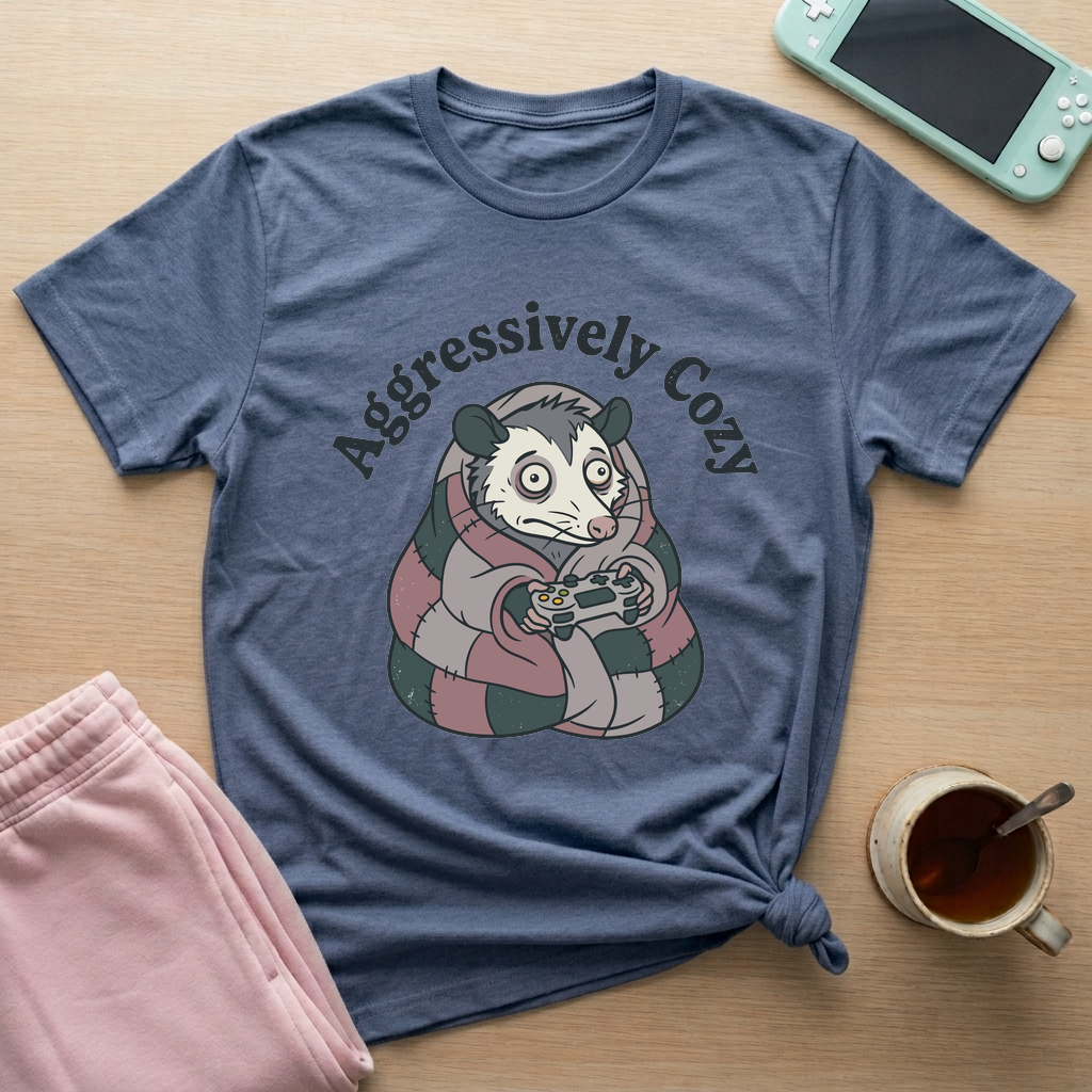 Aggresively Cozzy T-Shirt - Aggresively Cozzy_heather_indigo