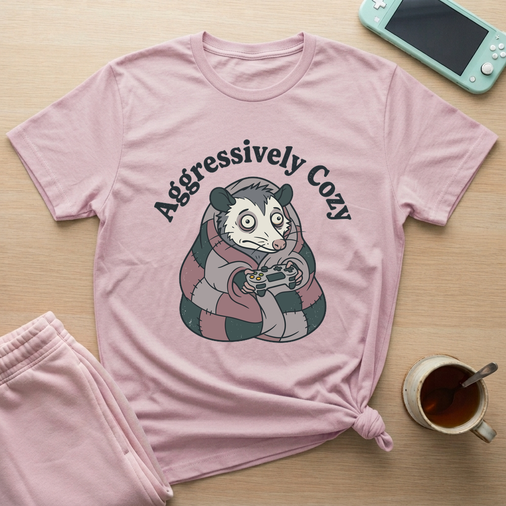 Aggresively Cozzy T-Shirt - Aggresively Cozzy_light_pink