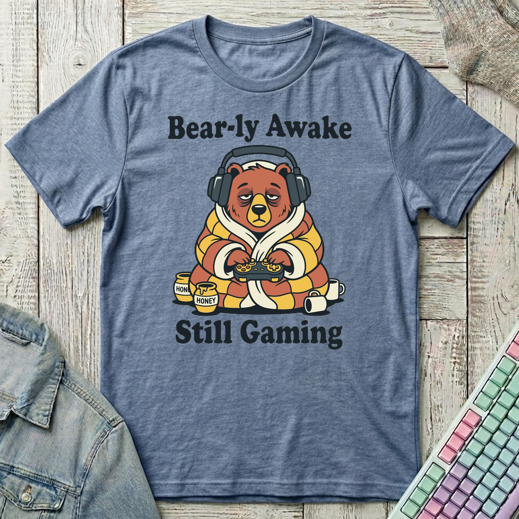 Bear-ly Awake T-Shirt - Bear-ly Awake_heather_indigo