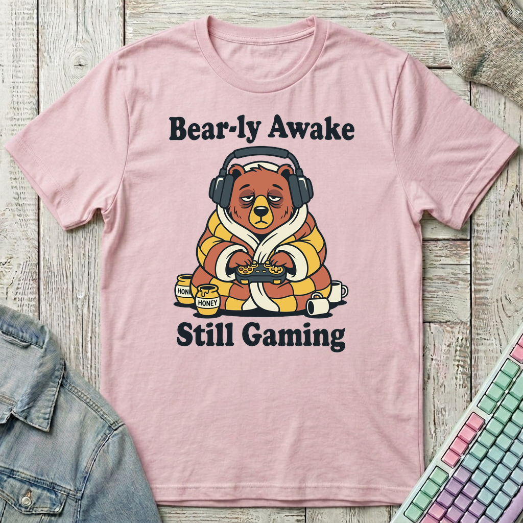 Bear-ly Awake T-Shirt - Bear-ly Awake_light_pink