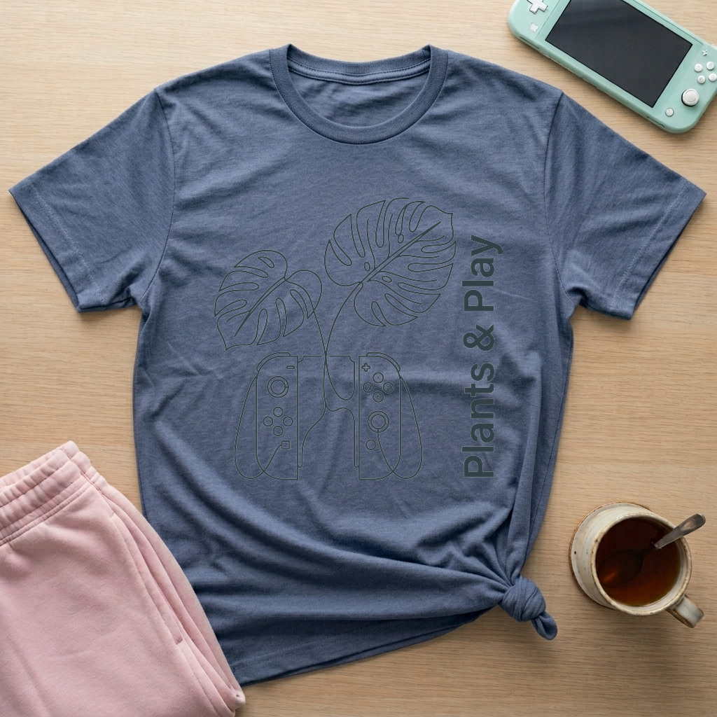 Botanical Game Mode T-Shirt - Botanical Game Mode_heather_indigo