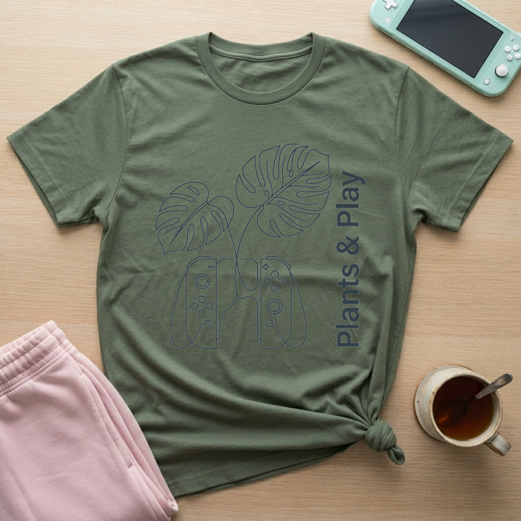 Botanical Game Mode T-Shirt - Botanical Game Mode_military_green