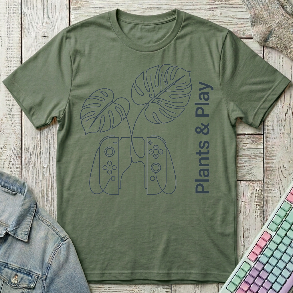 Botanical Game Mode T-Shirt - Botanical Game Mode_military_green