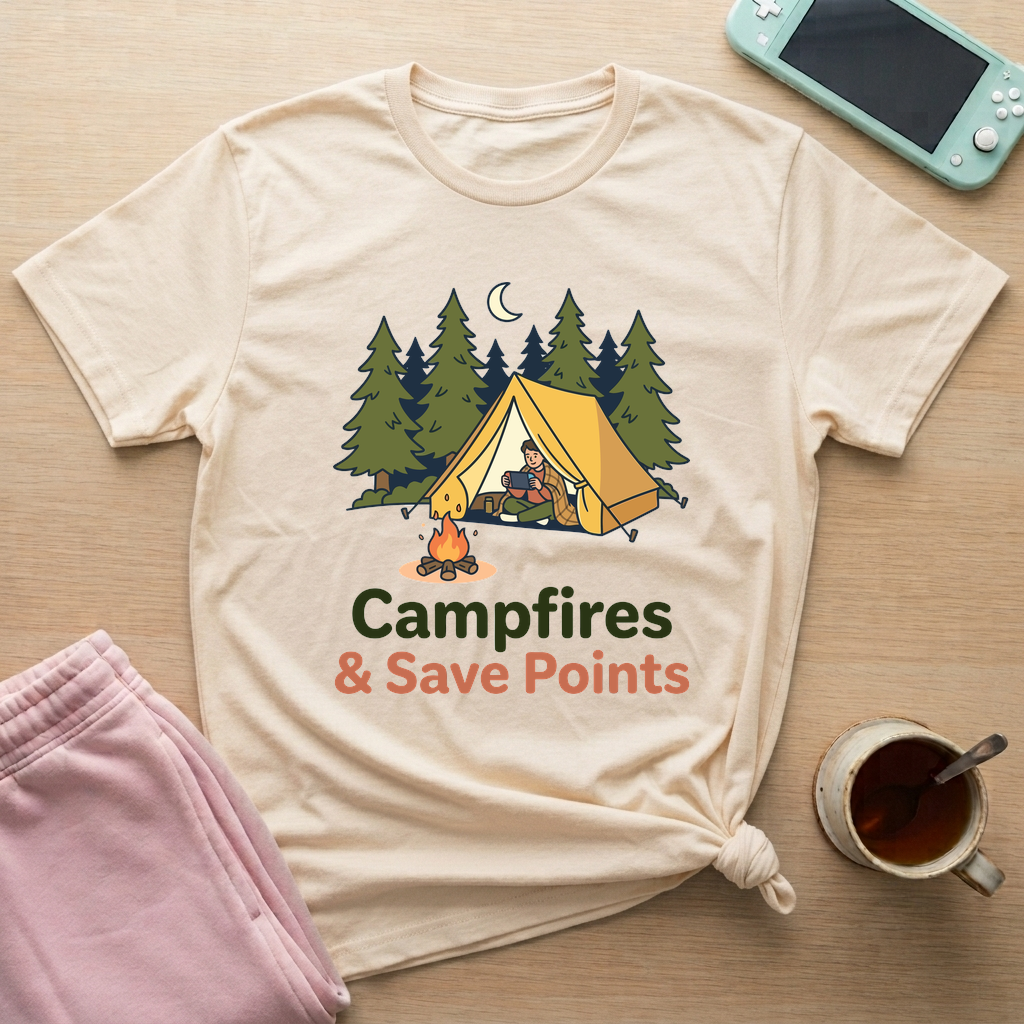 Campfire Respawn T-Shirt - Campfire Respawn_natural