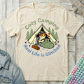 Camping Gamer Cat T-Shirt - Camping Gamer Cat_natural
