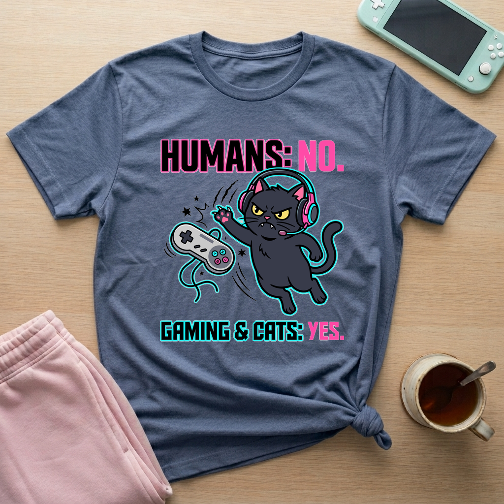 Cats Over Humans T-Shirt - Cats Over Humans_heather_indigo