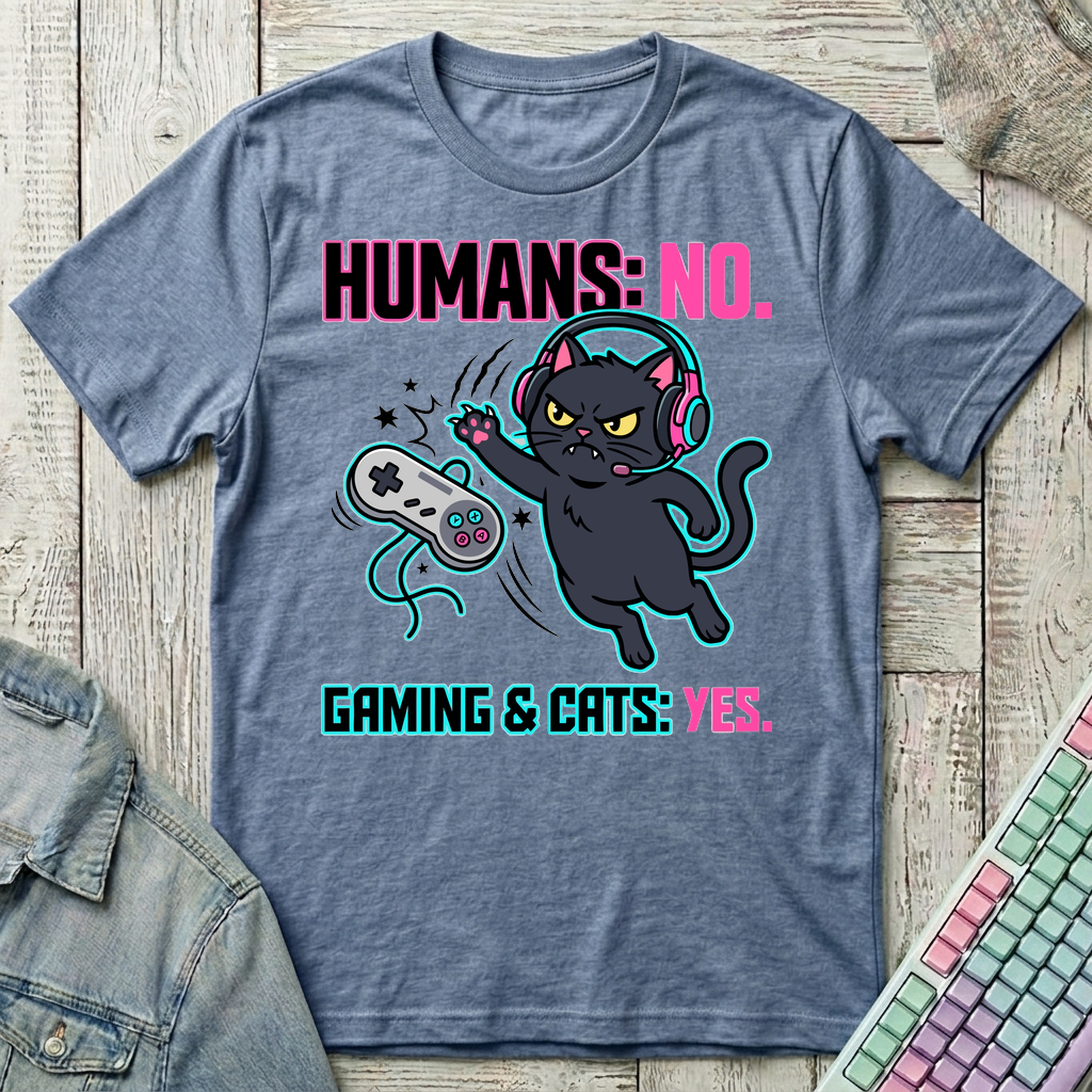 Cats Over Humans T-Shirt - Cats Over Humans_heather_indigo