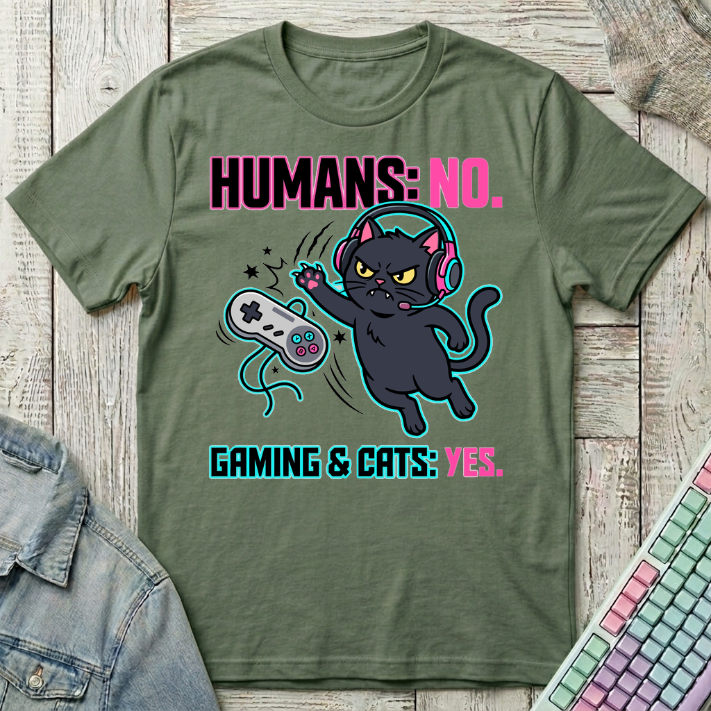 Cats Over Humans T-Shirt - Cats Over Humans_military_green
