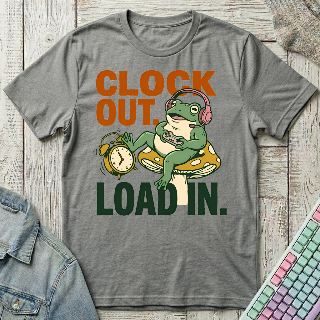 Clock Out Loading T-Shirt - Clock Out Loading_graphite_heather
