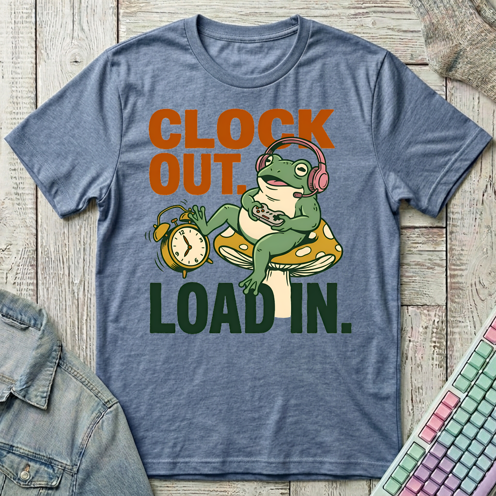 Clock Out Loading T-Shirt - Clock Out Loading_heather_indigo