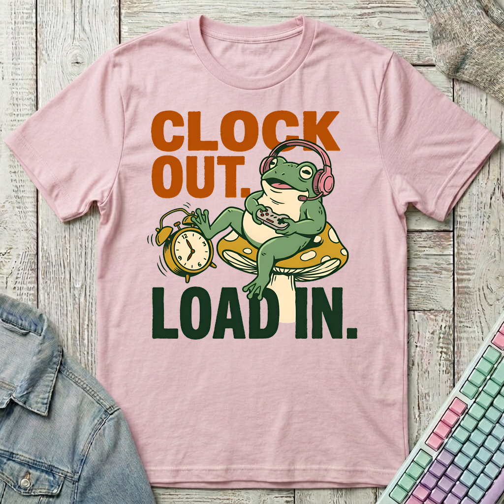 Clock Out Loading T-Shirt - Clock Out Loading_light_pink