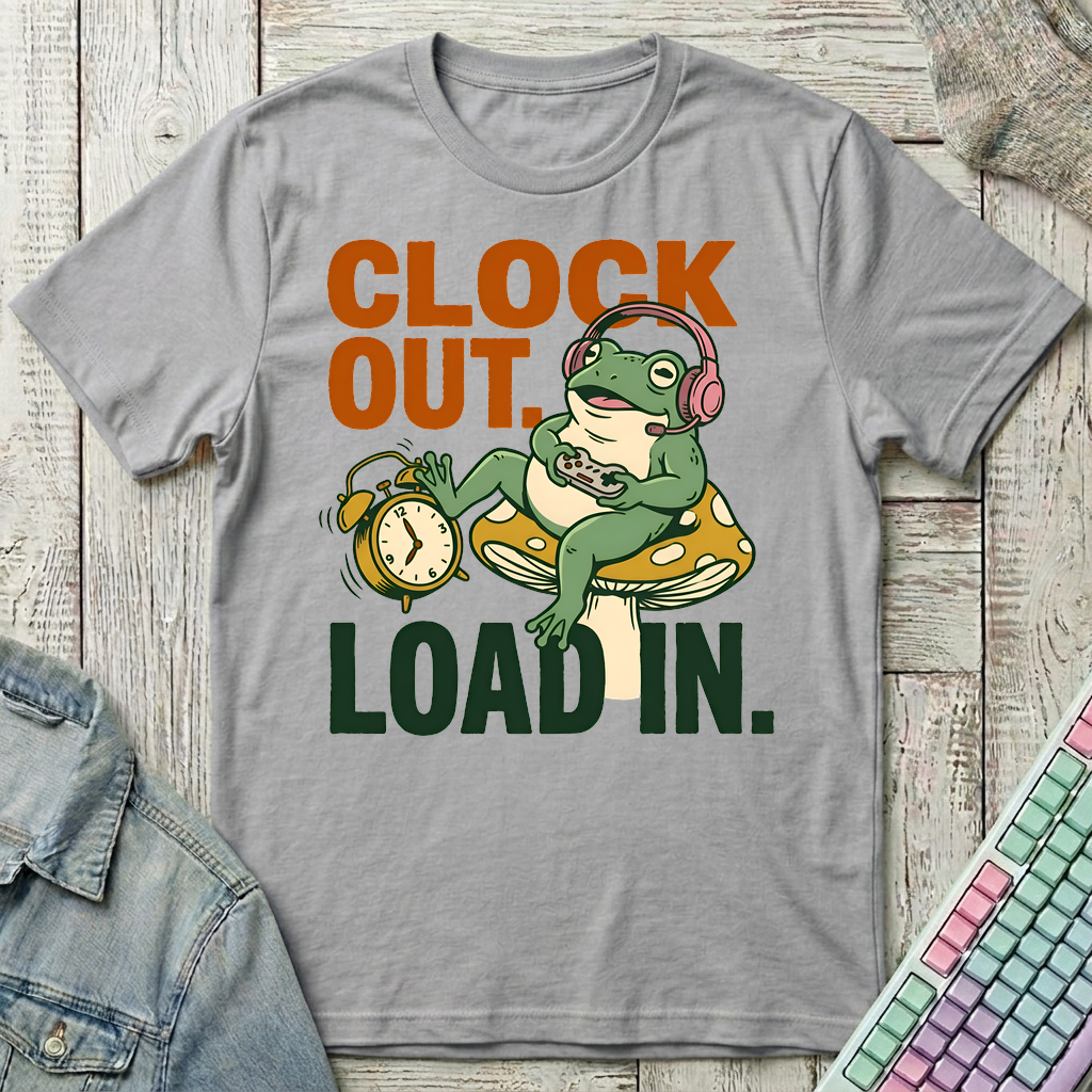 Clock Out Loading T-Shirt - Clock Out Loading_sport_grey