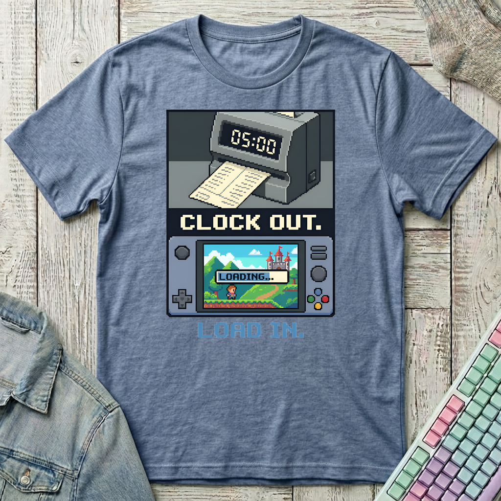 Clock Out T-Shirt - Clock Out_heather_indigo