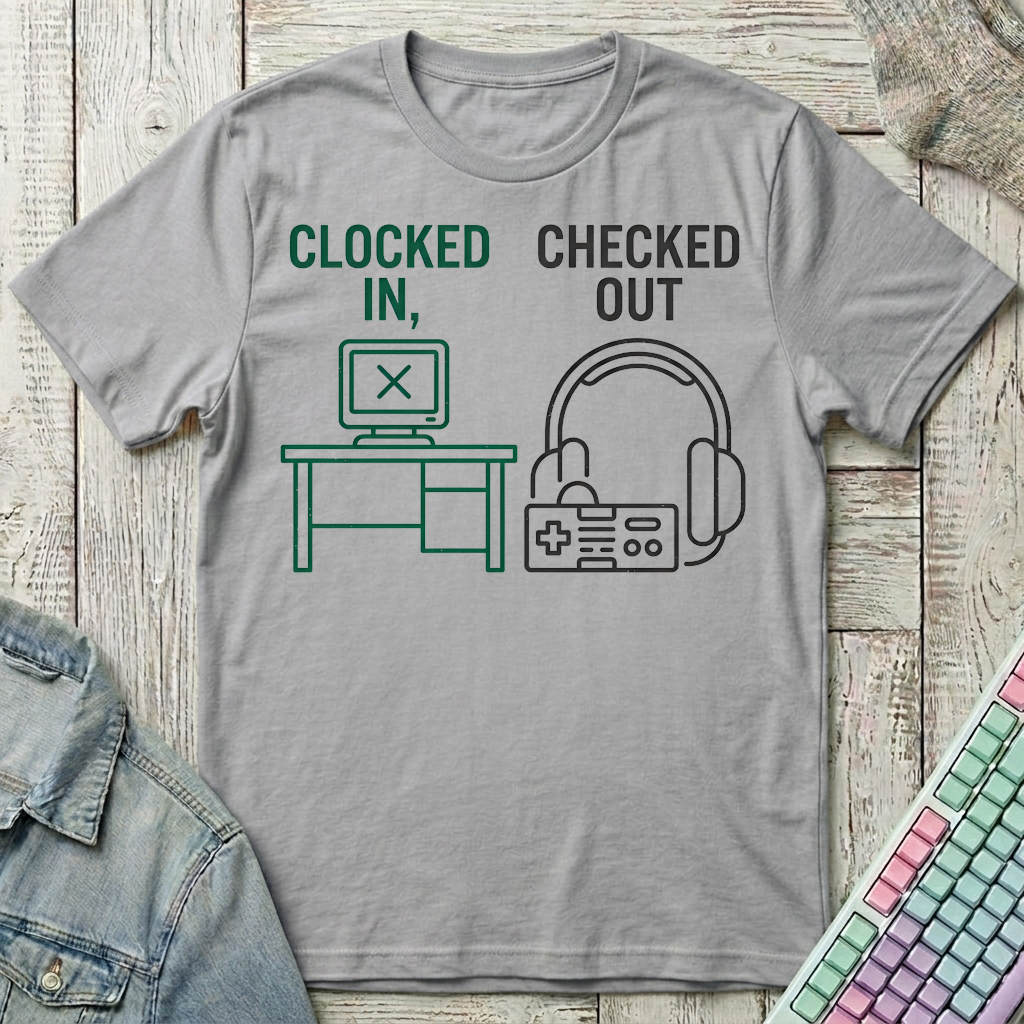 Clocked In Checked Out T-Shirt - Clocked In Checked Out_sport_grey