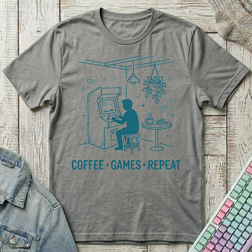 Coffee Games Repeat T-Shirt - Coffee Games Repeat_graphite_heather
