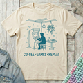 Coffee Games Repeat T-Shirt - Coffee Games Repeat_natural