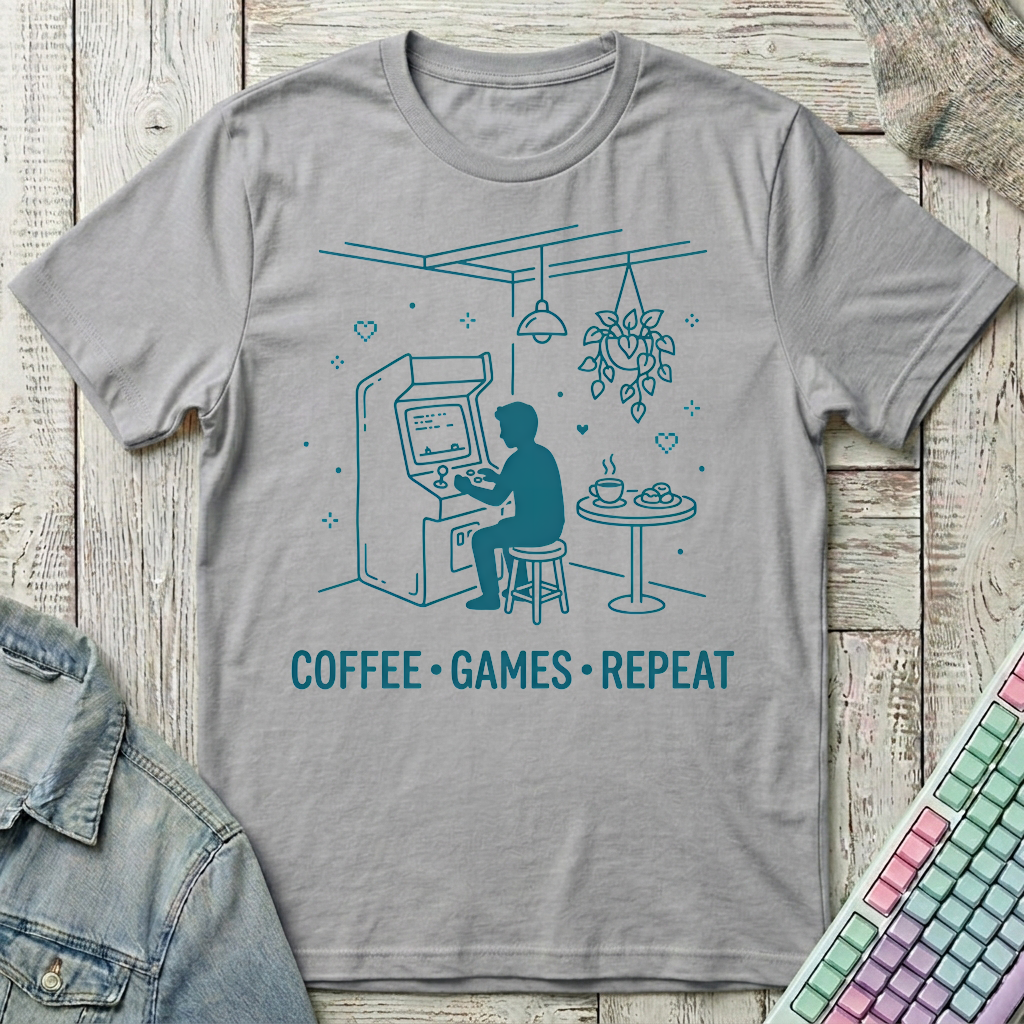Coffee Games Repeat T-Shirt - Coffee Games Repeat_sport_grey