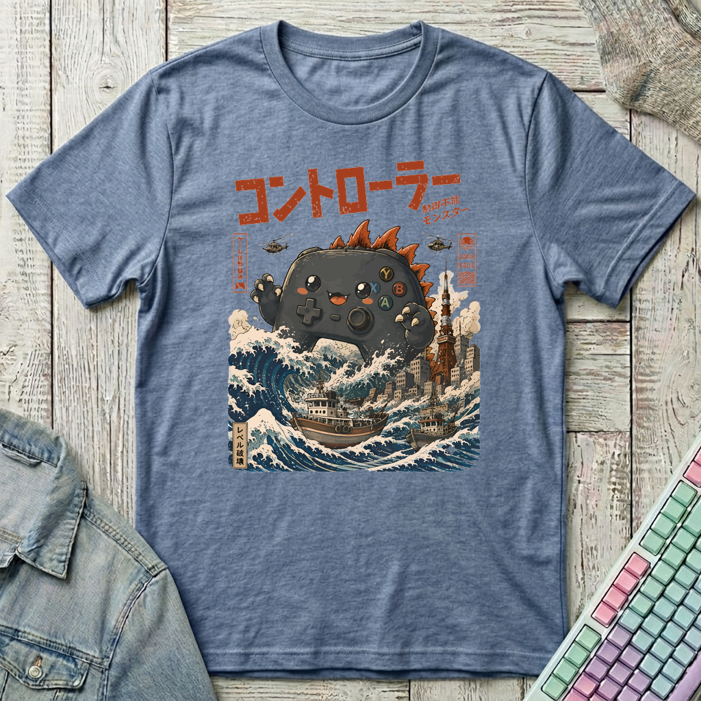 Controller Kaiju T-Shirt - Controller Kaiju_heather_indigo