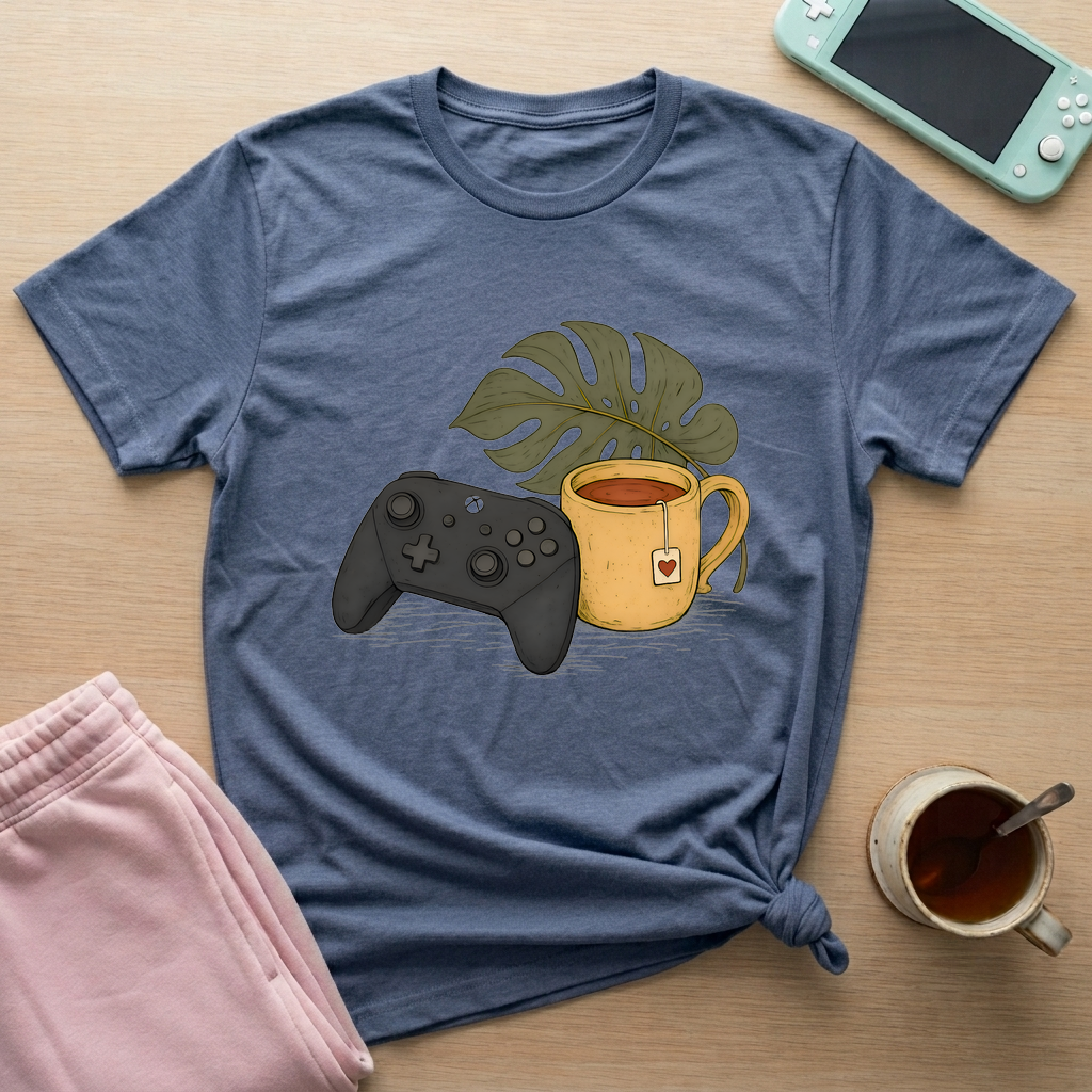 Controller & Tea Retreat T-Shirt - Controller & Tea Retreat_heather_indigo