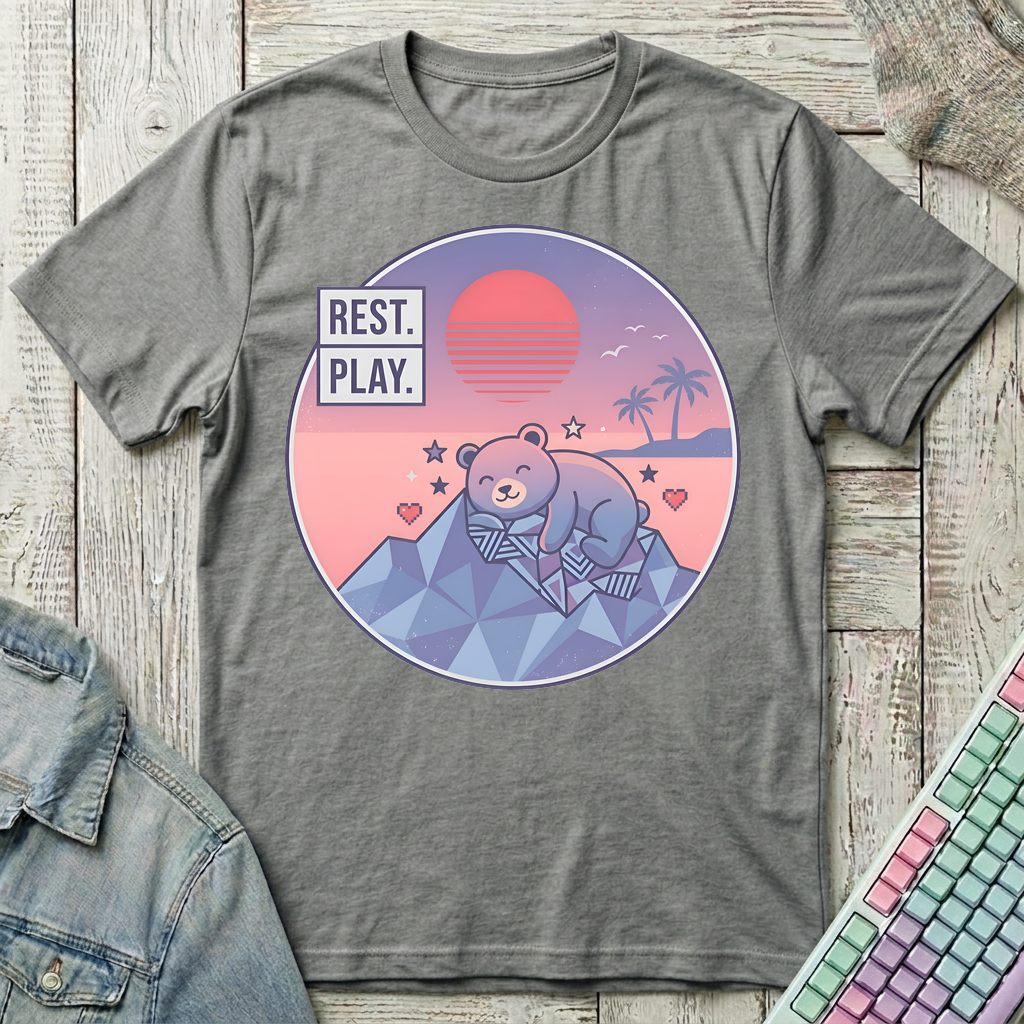 Cozy Bear Sunset T-Shirt - Cozy Bear Sunset_graphite_heather
