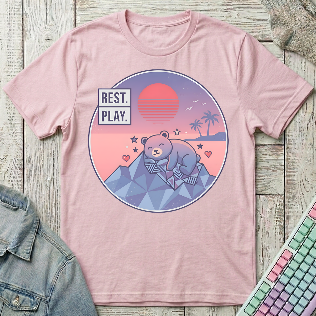 Cozy Bear Sunset T-Shirt - Cozy Bear Sunset_light_pink