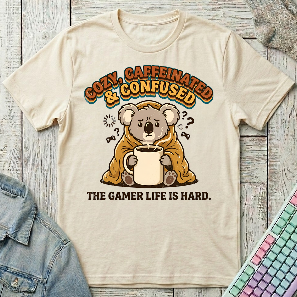 Cozy Caffeinated Confused T-Shirt - Cozy Caffeinated Confused_natural