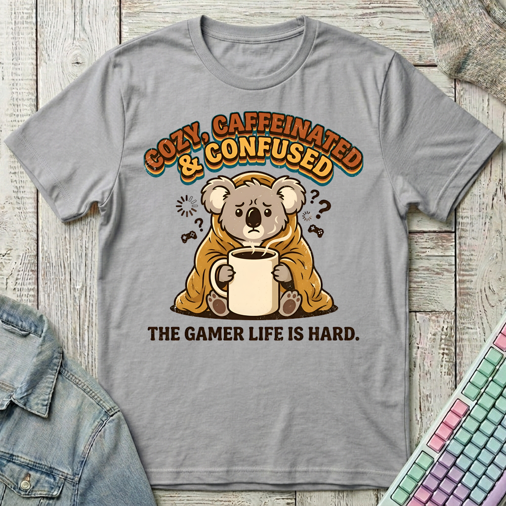 Cozy Caffeinated Confused T-Shirt - Cozy Caffeinated Confused_sport_grey