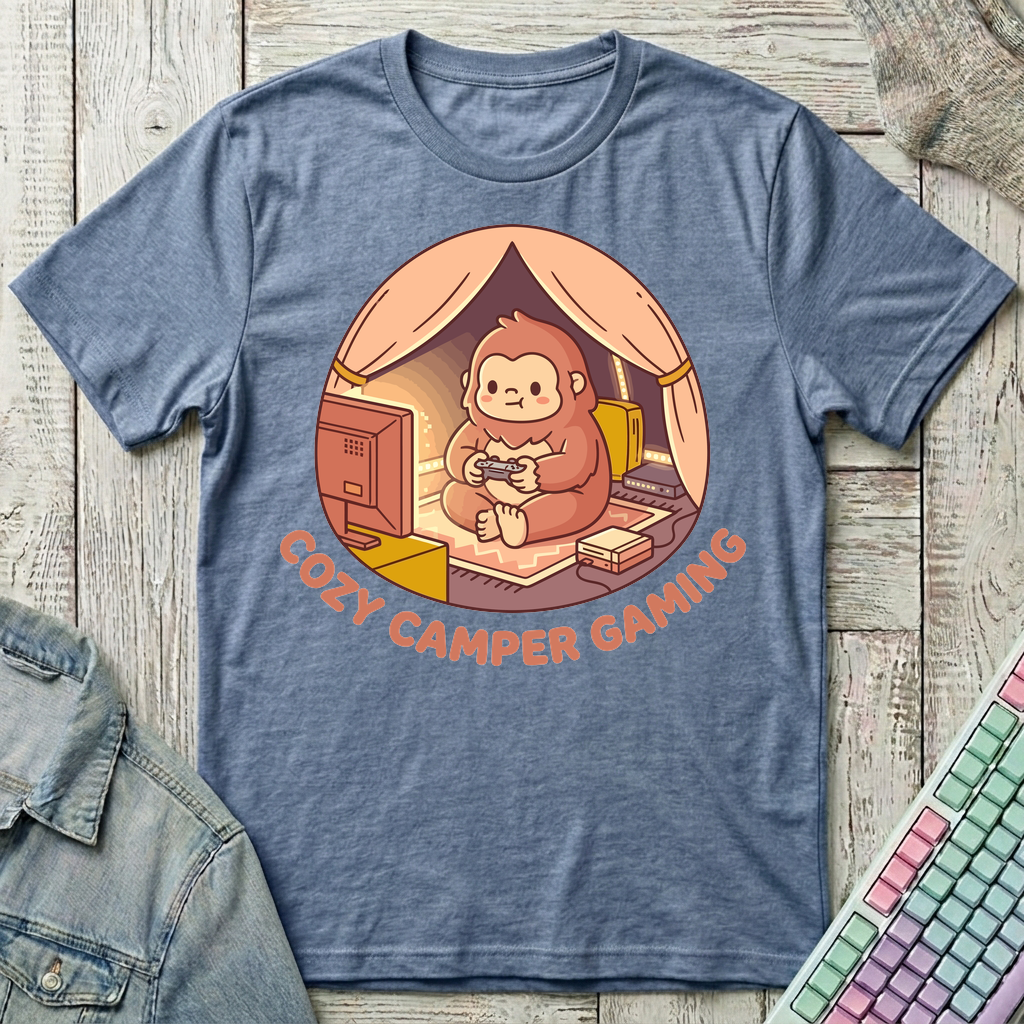 Cozy Camper Gaming T-Shirt - Cozy Camper Gaming_heather_indigo