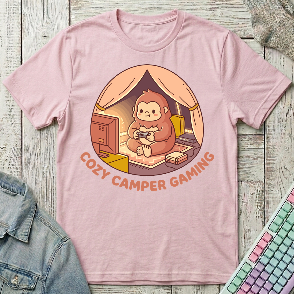 Cozy Camper Gaming T-Shirt - Cozy Camper Gaming_light_pink