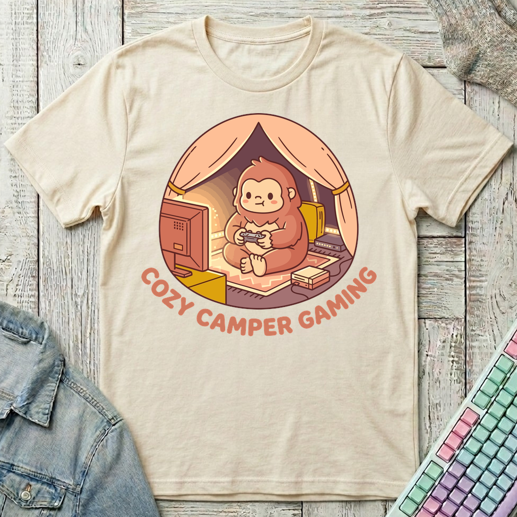 Cozy Camper Gaming T-Shirt - Cozy Camper Gaming_natural