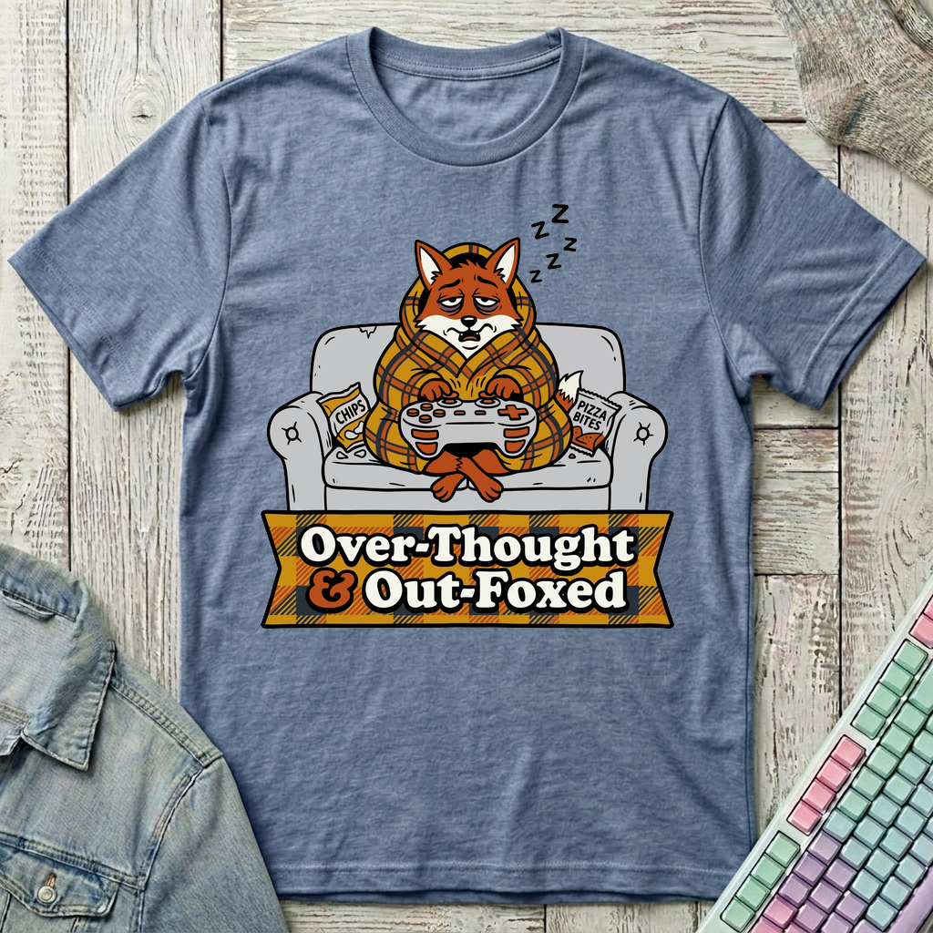 Cozy Fox Game Night T-Shirt - Cozy Fox Game Night_heather_indigo