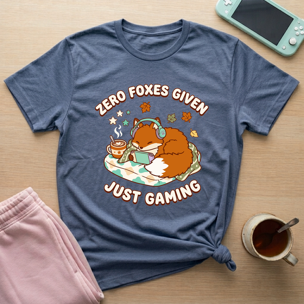 Cozy Fox Gamer T-Shirt - Cozy Fox Gamer_heather_indigo