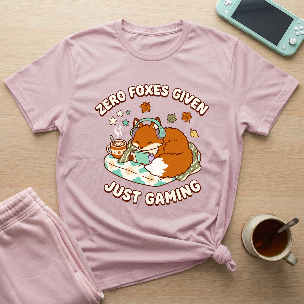 Cozy Fox Gamer T-Shirt - Cozy Fox Gamer_light_pink