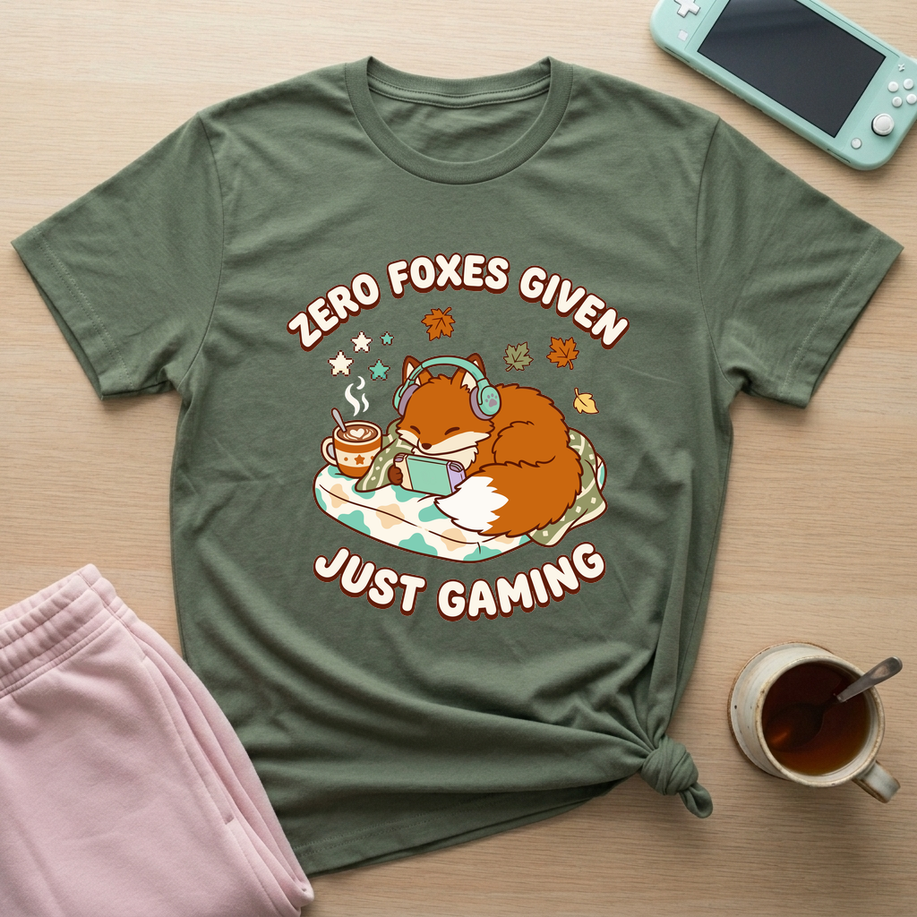 Cozy Fox Gamer T-Shirt - Cozy Fox Gamer_military_green