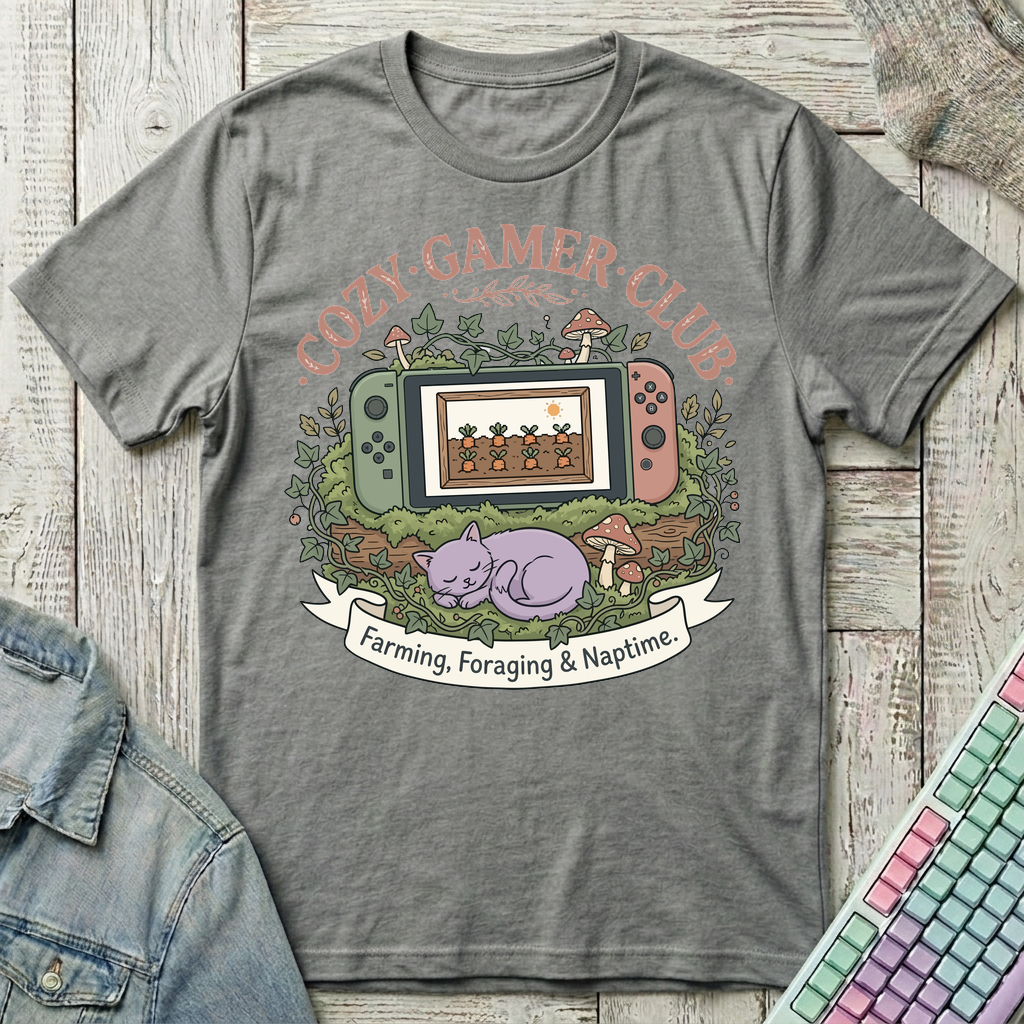 Cozy Gamer Club T-Shirt - Cozy Gamer Club_graphite_heather