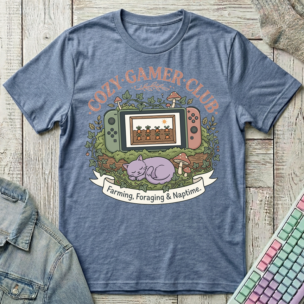 Cozy Gamer Club T-Shirt - Cozy Gamer Club_heather_indigo