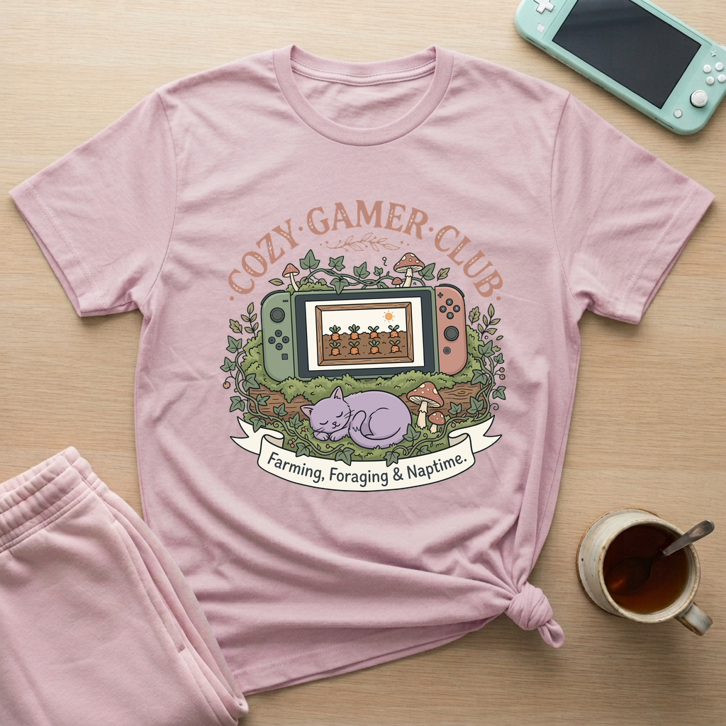 Cozy Gamer Club T-Shirt - Cozy Gamer Club_light_pink