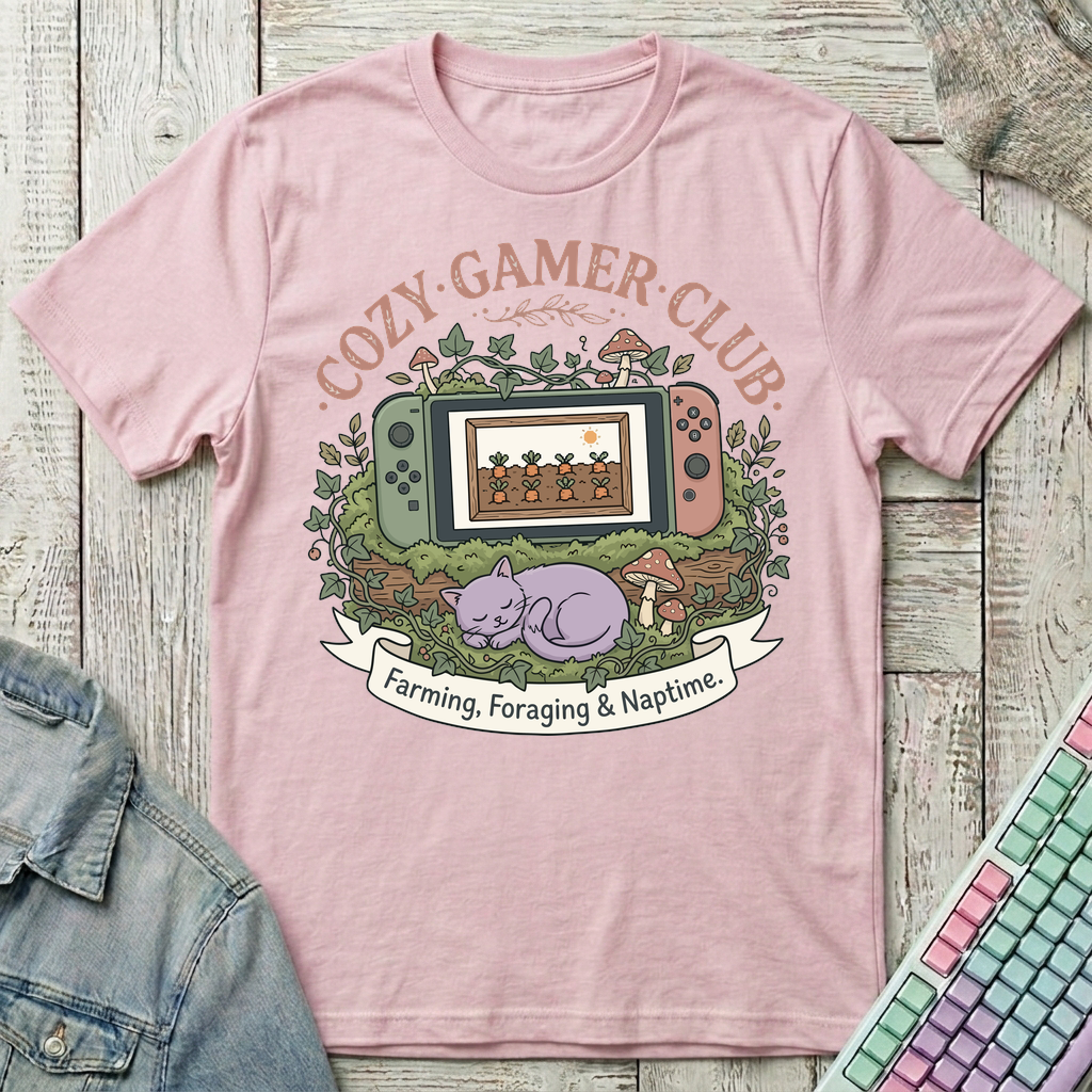 Cozy Gamer Club T-Shirt - Cozy Gamer Club_light_pink