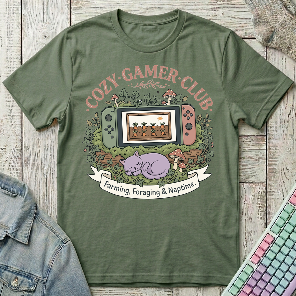 Cozy Gamer Club T-Shirt - Cozy Gamer Club_military_green
