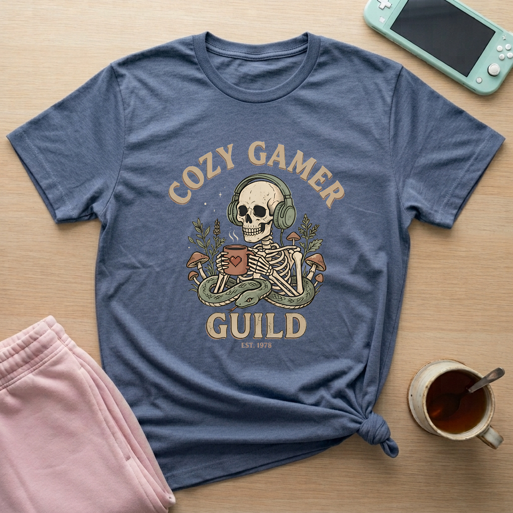 Cozy Gamer Guild T-Shirt - Cozy Gamer Guild_heather_indigo