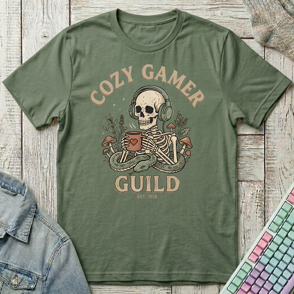 Cozy Gamer Guild T-Shirt - Cozy Gamer Guild_military_green