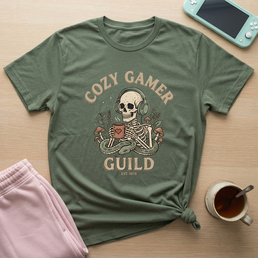 Cozy Gamer Guild T-Shirt - Cozy Gamer Guild_military_green