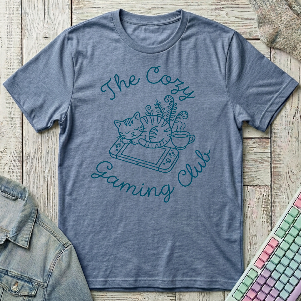 Cozy Gaming Club T-Shirt - Cozy Gaming Club_heather_indigo