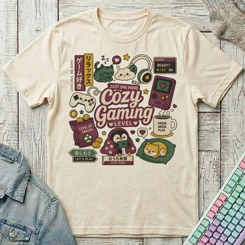 Cozy Gaming Essentials T-Shirt - Cozy Gaming Essentials_natural