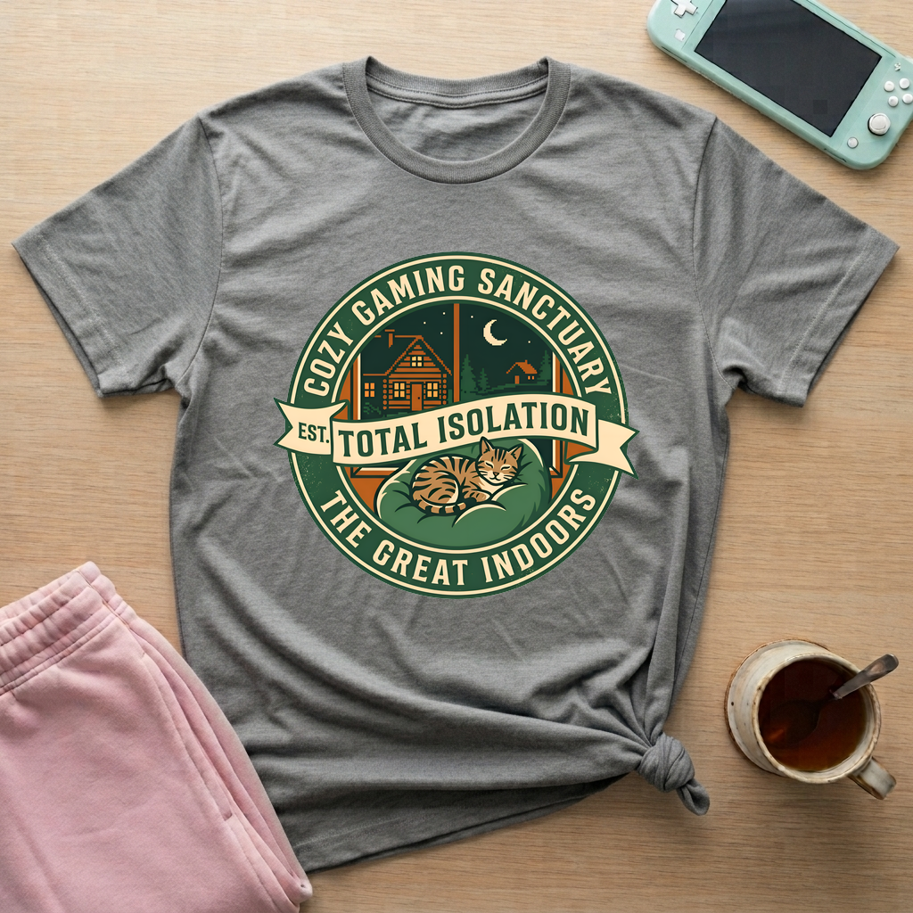Cozy Gaming Sanctuary T-Shirt - Cozy Gaming Sanctuary_graphite_heather