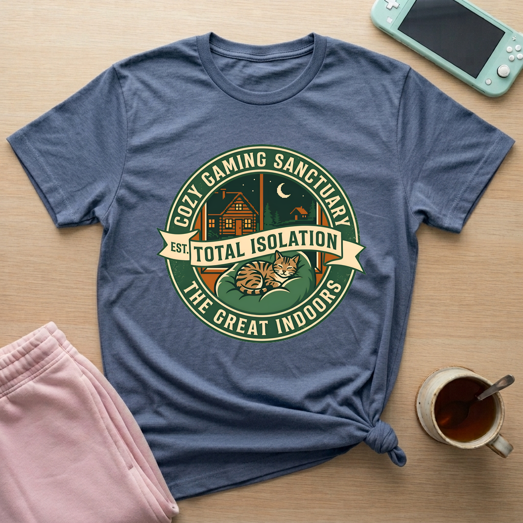 Cozy Gaming Sanctuary T-Shirt - Cozy Gaming Sanctuary_heather_indigo