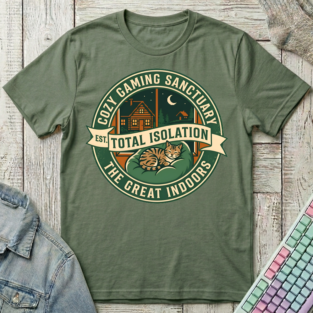 Cozy Gaming Sanctuary T-Shirt - Cozy Gaming Sanctuary_military_green