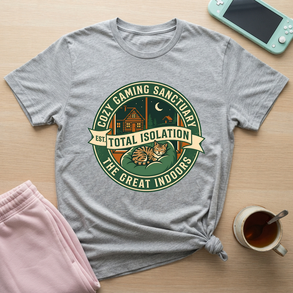 Cozy Gaming Sanctuary T-Shirt - Cozy Gaming Sanctuary_sport_grey